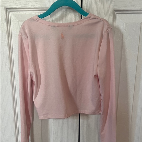 Polo by Ralph Lauren Women's Soft Pink Twist Crop Top - Picture 2 of 3